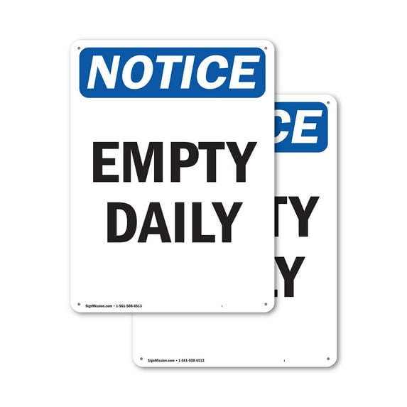 (2 Pack) Empty Daily OSHA Notice Sign 18 Inch X 24 Inch Plastic Sign, Weather Resistant, UV Protected for Workplace, Business, and Construction Site, Made in the USA