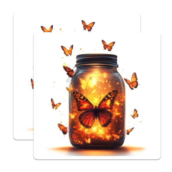 (2 Pack) Enchanted Butterfly Magnets - Mason Jar Glow Decor - Whimsical Nature Home Accent - 5 Inches On Longest Side - Thick Durable Magnet - Made in USA - MAG28336