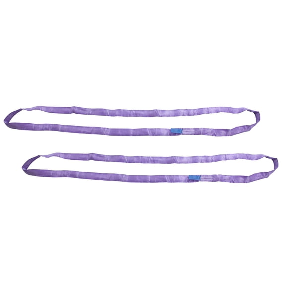 (2 Pack) Endless Round Sling 6' Purple 2600# Vertical, 2100 # Choker, 5200 # Basket Crane Rigging Hoist Wrecker Recovery