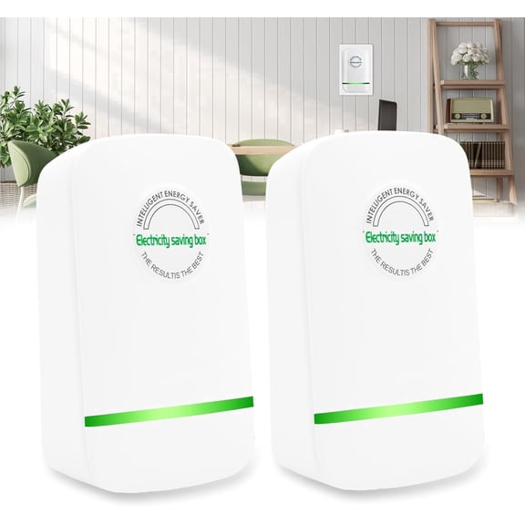 2 Pack Energy Saver Device for Home, Electricity Saving Plug, Voltage Stabilizer Power Saver Box (90V-250V,30KW)