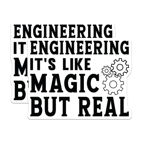 (2 Pack) Engineering Magnets - Funny Engineer Quote Magnet - Mechanical Logic Design - Science Tech Decor Item - 5 Inches On Longest Side - Thick Durable Magnet - Made in USA - MAG21065