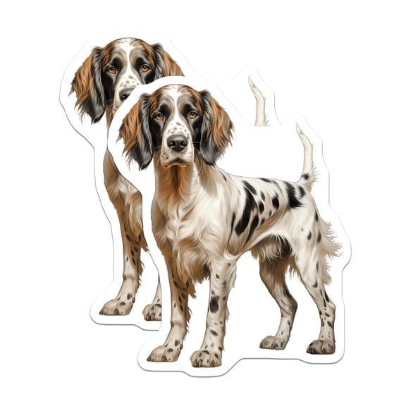 (2 Pack) English Setter Dog Stickers - Sporting Dog Breed - Realistic Pet Art Decal - Dog Mom Dad Accessories - 5" On Longest Side - Sticks to Smooth Flat Surfaces - Made in USA - BMCS27295