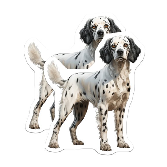 (2 Pack) English Setter Stickers - Bird Dog Decals - Dog Breed Art - 5" On Longest Side - Sticks to Smooth Flat Surfaces - Made in USA - BMCS29635