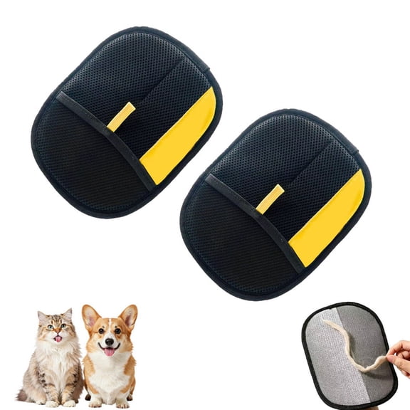 2 Pack EnhancedSize Pet Grooming Glove, Soft Polyester Hair Remover Mitts for Cats & Dogs