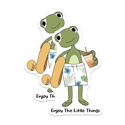 (2 Pack) Enjoy The Little Things Magnets - Inspirational Frog Art - Summer Beach Vibes - 5" On Longest Side - for Cars, Fridges, Toolboxes - Made in USA - MAG6628