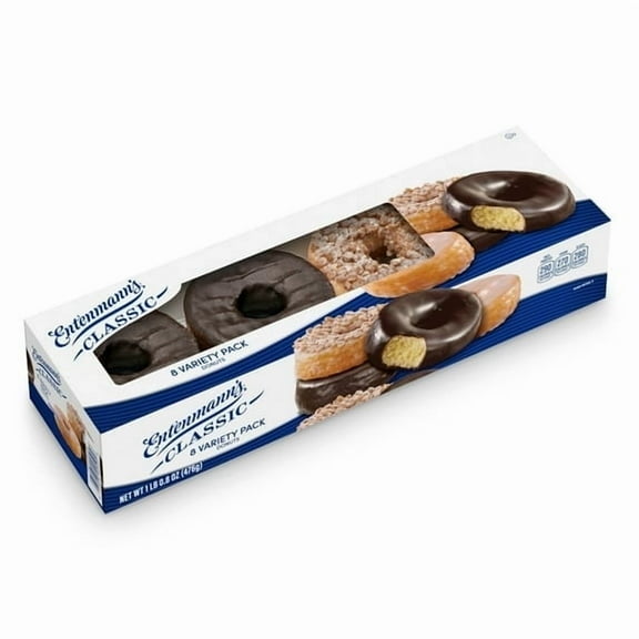 Entenmann's Classic Assorted Donuts, 8 count, Donuts, 16.8 oz Variety Pack (Pack of 2)