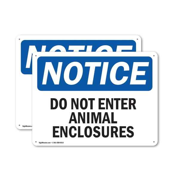 (2 Pack) Do Not Enter Animal Enclosures OSHA Notice Sign 24 Inch X 18 Inch Plastic Sign, Weather Resistant, UV Protected for Workplace, Business, and Construction Site, Made in the USA