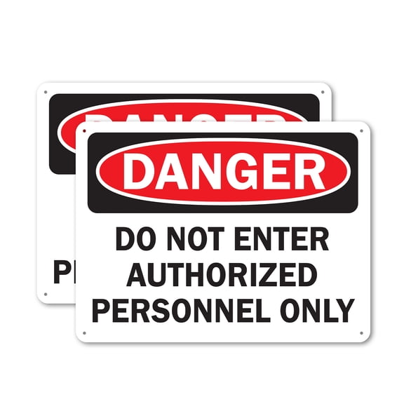 (2 Pack) Do Not Enter Authorized Personnel Only OSHA Danger Sign 24 Inch X 18 Inch Plastic Sign, Weather Resistant, UV Protected for Workplace, Business, and Construction Site, Made in
