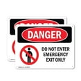 thumbnail image 1 of (2 Pack) Do Not Enter Emergency Exit Only OSHA Danger Sign 14 Inch X 10 Inch Indoor / Outdoor Rust-Free Aluminum Metal Signs for Workplace, Workshop, and Construction Site, Made in the USA, 1 of 8