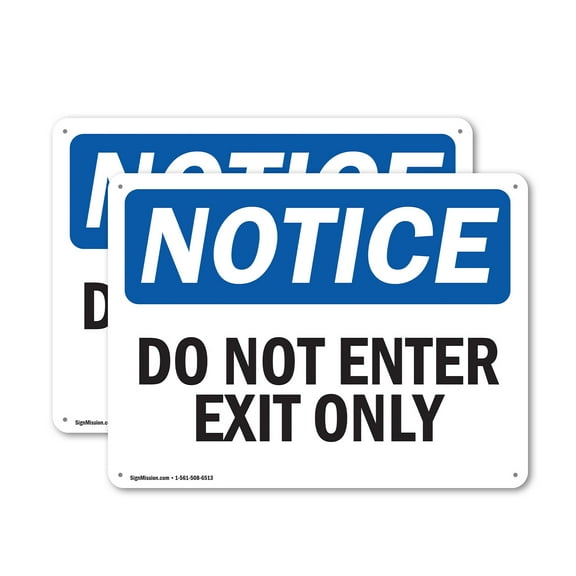 (2 Pack) Do Not Enter Exit Only OSHA Notice Sign 10 Inch X 7 Inch Plastic Sign, Weather Resistant, UV Protected for Workplace, Business, and Construction Site, Made in the USA