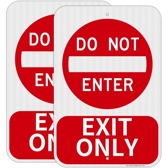 2 Pack Do Not Enter Exit Only Sign- 12" x 18" Aluminum Exit Only Do Not Enter Sign, Engineer Grade Reflective, Rust Free, Weather Resistant- Easy to Install