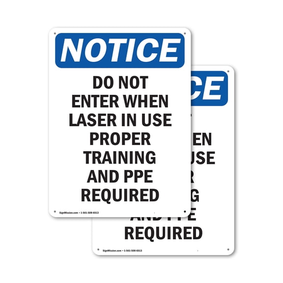 (2 Pack) Do Not Enter When Laser In Use OSHA Notice Sign 18 Inch X 24 Inch Plastic Sign, Weather Resistant, UV Protected for Workplace, Business, and Construction Site, Made in the USA