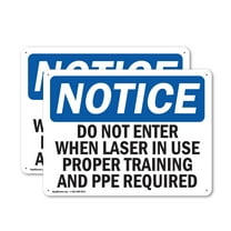 (2 Pack) Do Not Enter When Laser In Use Proper Training OSHA Notice Sign 10 Inch X 7 Inch Plastic Sign, Weather Resistant, UV Protected for Workplace, Business, and Construction Site,