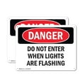 thumbnail image 1 of (2 Pack) Do Not Enter When Lights Are Flashing OSHA Danger Sign 18 Inch X 12 Inch Indoor / Outdoor Rust-Free Aluminum Metal Signs for Workplace, Workshop, and Construction Site, Made in the USA, 1 of 8