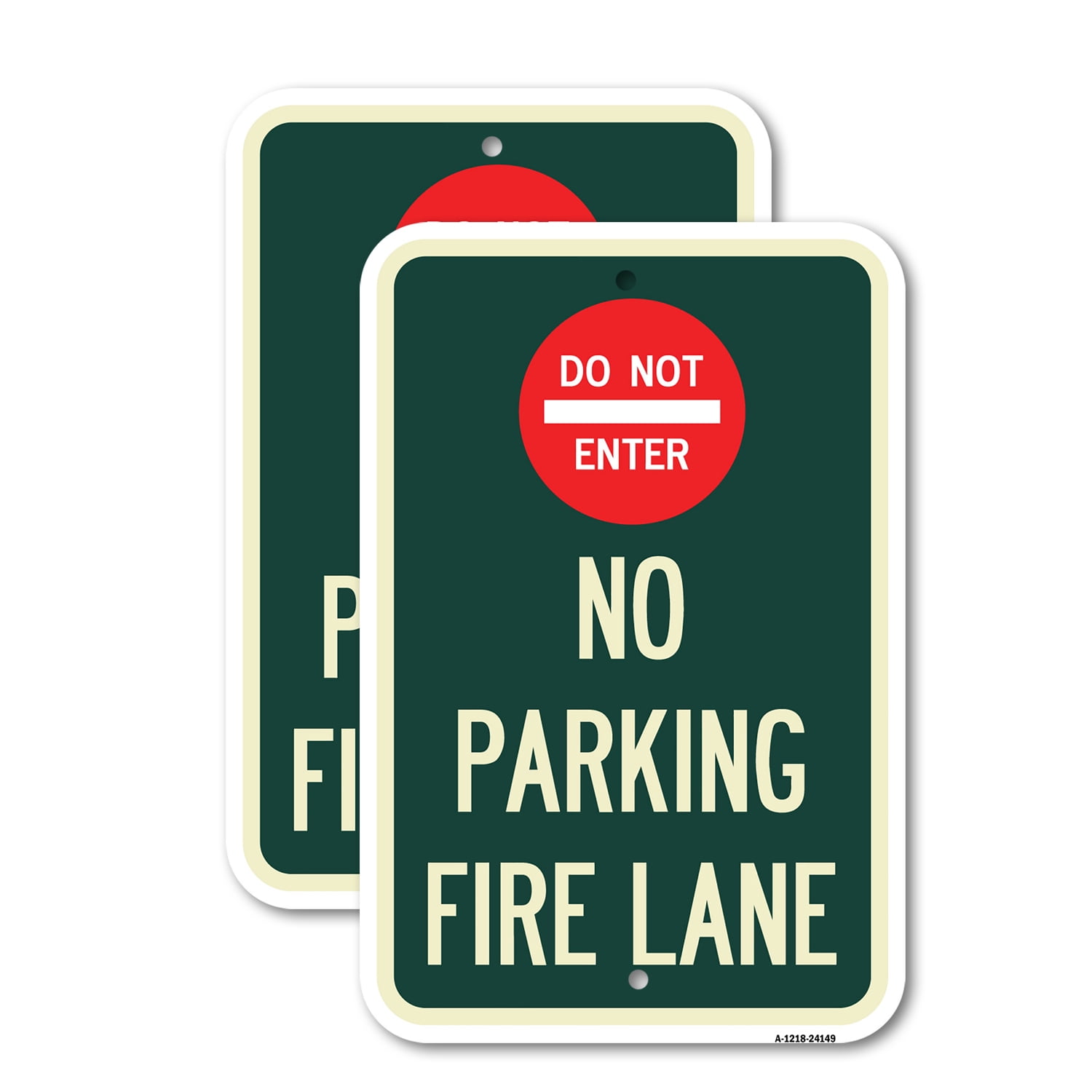 (2 Pack) Do Not Enter No Parking Fire Lane with Graphic | 12" X 18 ...