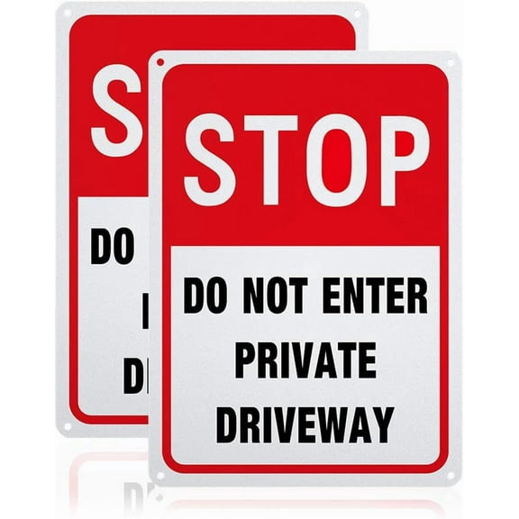 2 Pack Do Not Enter Private Driveway Stop Warning Sign 7x10 inches 40 Mil Aluminum Security Warning Signs for Home or Garage Reflective UV Protected and Waterproof Colorful