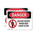 thumbnail image 1 of (2 Pack) Do Not Enter When Red Light Is On OSHA Danger Sign 7 Inch X 5 Inch Vinyl Label Decal Sticker Weather Resistant, UV Protected for Workplace, Business, and Construction Site,, 1 of 7