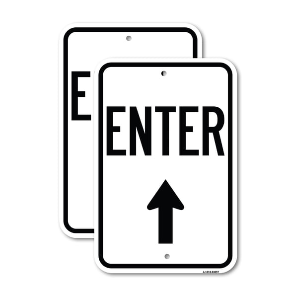 (2 Pack) Enter Sign Enter with Up Arrow | 18" X 24" Heavy-Gauge Aluminum Sign | Rust Free Aluminum, Weather Resistant, Waterproof, Fade Resistant, 2 Pre-drilled Holes