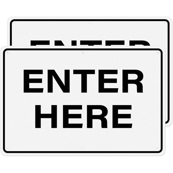 2 Pack Enter Here Signs 18  12 Inches Reflective Security Entrance Signage Waterproof Fade Resistant Rust Free Aluminum Sign for Home Front Door Office Road