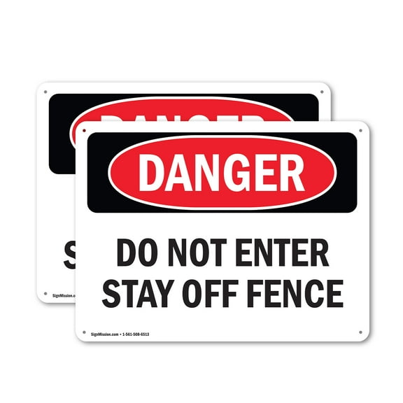 (2 Pack) Do Not Enter Stay Off Fence OSHA Danger Sign 10 Inch X 7 Inch Indoor / Outdoor Rust-Free Aluminum Metal Signs for Workplace, Workshop, and Construction Site, Made in the USA