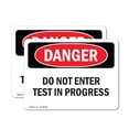 thumbnail image 1 of (2 Pack) Do Not Enter Test In Progress OSHA Danger Sign 18 Inch X 12 Inch Vinyl Label Decal Sticker Weather Resistant, UV Protected for Workplace, Business, and Construction Site, Made, 1 of 7