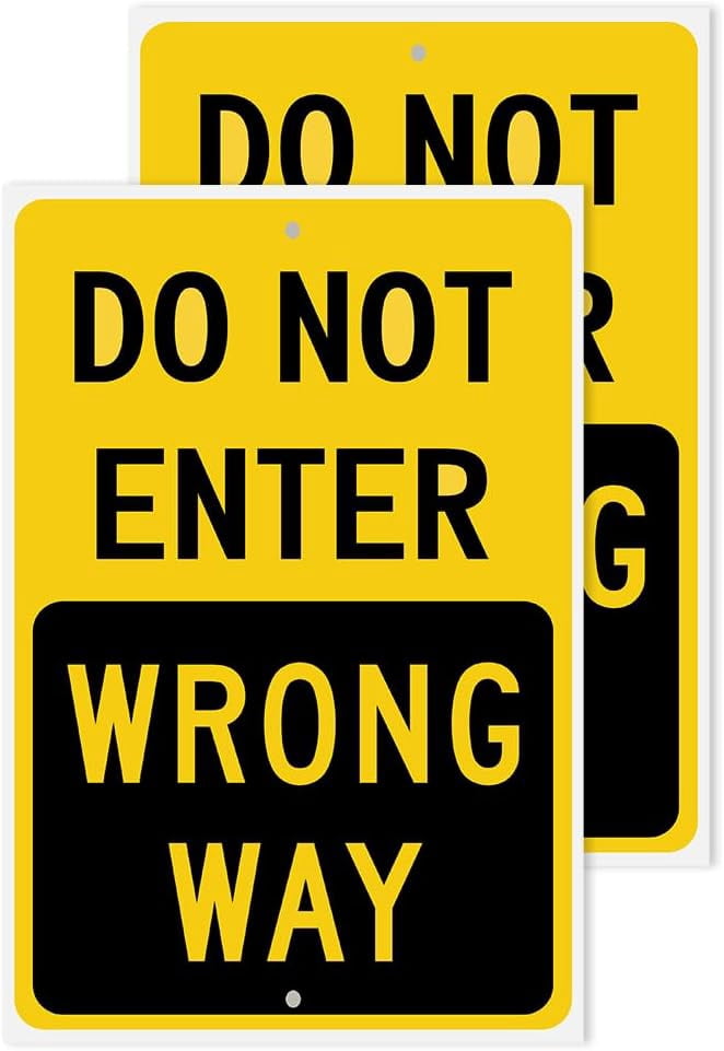 2 Pack Do Not Enter Wrong Way Signs Outdoor - Rust Free Aluminium Metal ...