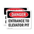 thumbnail image 1 of (2 Pack) Entrance To Elevator Pit OSHA Danger Sign 18 Inch X 12 Inch Plastic Sign, Weather Resistant, UV Protected for Workplace, Business, and Construction Site, Made in the USA, 1 of 8