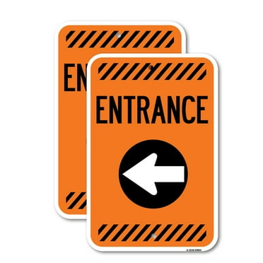 (2 Pack) Entrance Left Arrow | 18" X 24" Heavy-Gauge Aluminum Sign | Rust Free Aluminum, Weather Resistant, Waterproof, Fade Resistant, 2 Pre-drilled Holes