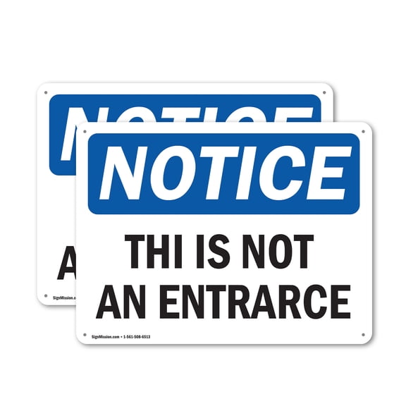 (2 Pack) This Is Not An Entrance OSHA Notice Sign 10 Inch X 7 Inch Plastic Sign, Weather Resistant, UV Protected for Workplace, Business, and Construction Site, Made in the USA
