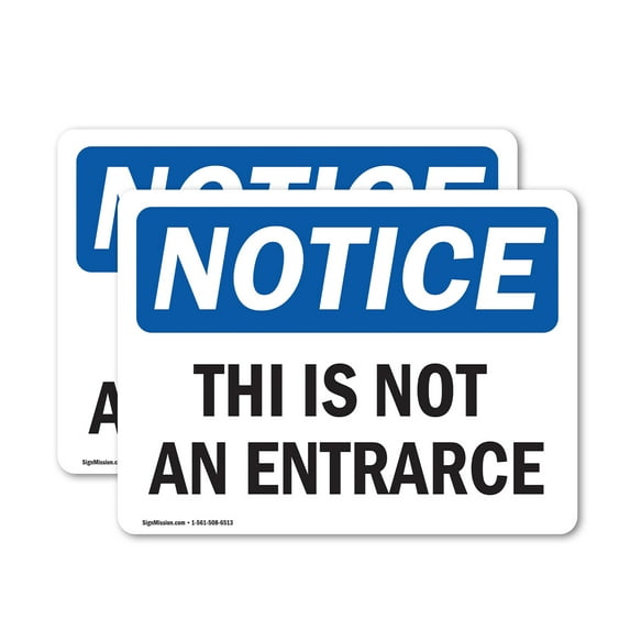 (2 Pack) This Is Not An Entrance OSHA Notice Sign 14 Inch X 10 Inch Vinyl Label Decal Sticker Weather Resistant, UV Protected for Workplace, Business, and Construction Site, Made in the