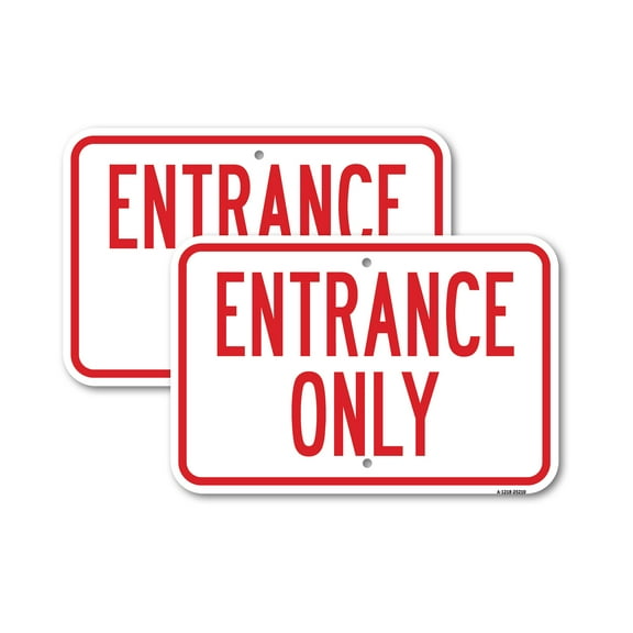 (2 Pack) Entrance Only | 18" X 24" Heavy-Gauge Aluminum Sign | Rust Free Aluminum, Weather Resistant, Waterproof, Fade Resistant, 2 Pre-drilled Holes