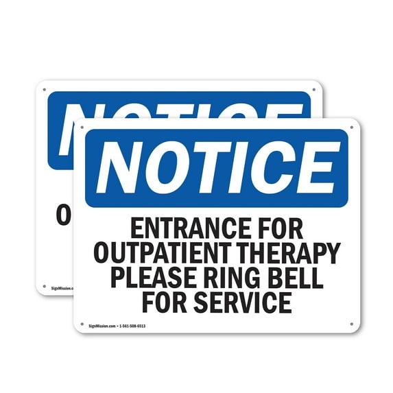(2 Pack) Entrance For Outpatient Therapy Please Ring OSHA Notice Sign 24 Inch X 18 Inch Indoor / Outdoor Rust-Free Aluminum Metal Signs for Workplace, Workshop, and Construction Site,