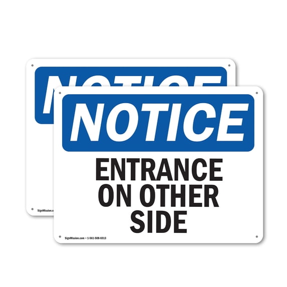 (2 Pack) Entrance On Other Side OSHA Notice Sign 24 Inch X 18 Inch ...