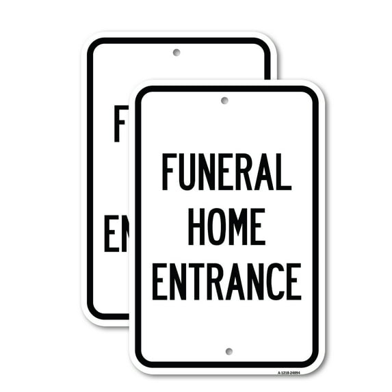 (2 Pack) Entrance Sign Funeral Home Entrance | 18" X 24" Heavy-Gauge Aluminum Sign | Rust Free Aluminum, Weather Resistant, Waterproof, Fade Resistant, 2 Pre-drilled Holes