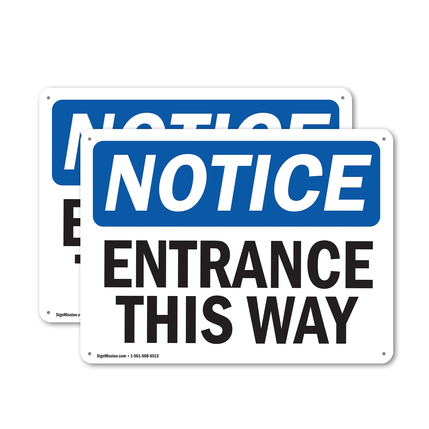 (2 Pack) Entrance This Way OSHA Notice Sign 14 Inch X 10 Inch Plastic ...