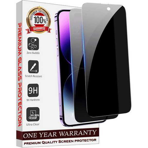 [ 2 Pack ] Entronix Anti-Spy Tempered Glass Screen Protector Designed For iPhone 16 Pro, Case Friendly Pack of 2 Privacy Screen Protector, Easy Installation