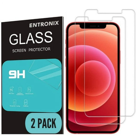 [2 Pack] Entronix Shield Protector for iPhone 12 Pro/iPhone 12, 6.1 Inch Tempered Glass Screen Protector, Anti-Scratch, Anti-Fingerprint, Bubble Free