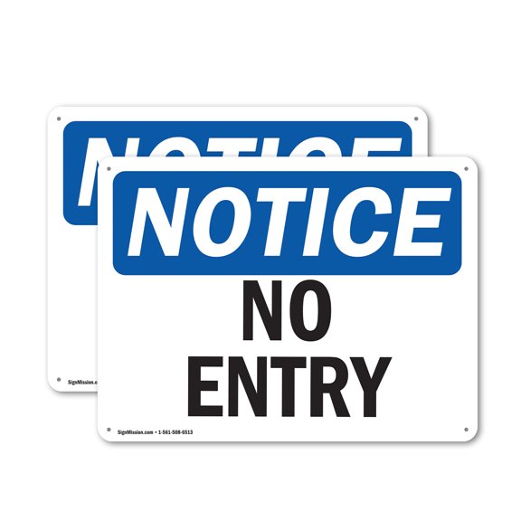(2 Pack) No Entry OSHA Notice Sign 24 Inch X 18 Inch Plastic Sign, Weather Resistant, UV Protected for Workplace, Business, and Construction Site, Made in the USA