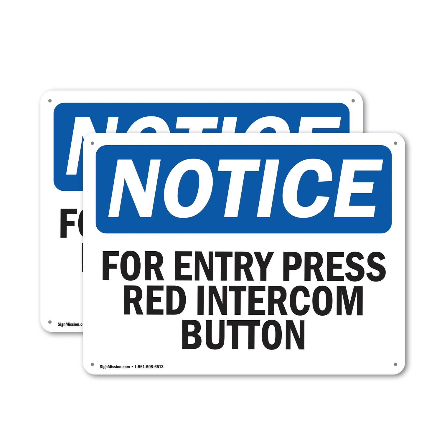 (2 Pack) For Entry Press Red Intercom Button OSHA Notice Sign 14 Inch X ...