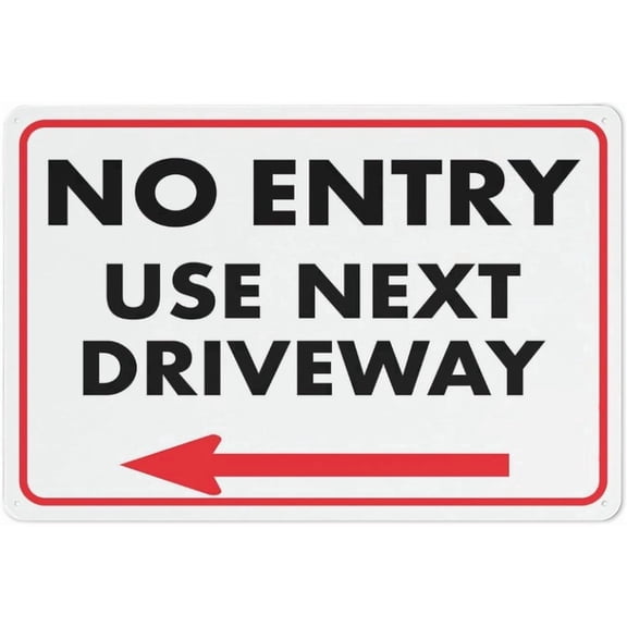 2 Pack No Entry Use Next Driveway (Arrow Left) Sign 8X12 Inch Rust Free Aluminum Easy To Read & Sturdy Keep Out Outdoor Metal Signs For Home Farm Yard