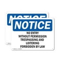 thumbnail image 1 of (2 Pack) No Entry Without Permission Trespassing OSHA Notice Sign 24 Inch X 18 Inch Plastic Sign, Weather Resistant, UV Protected for Workplace, Business, and Construction Site, Made in, 1 of 8