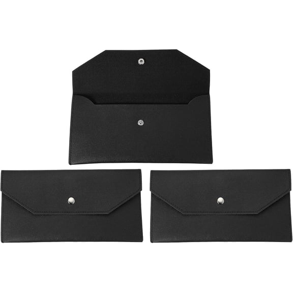 2 Pack  Envelope Wallet, Budget  Holder   Bag Pouch Leather  Organizer Pouch for Men Women Receipt Check Bill Travel Graduation Holidays, Black