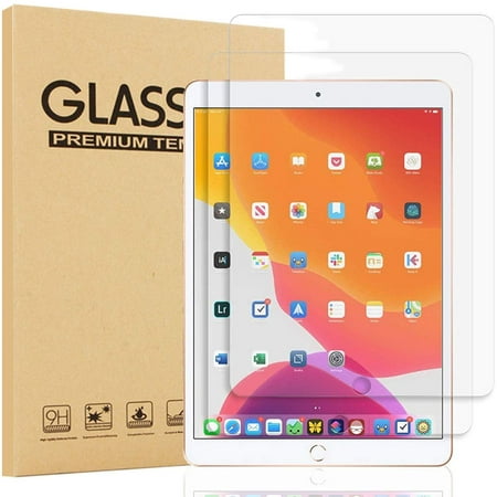 [2 Pack] EpicGadget Glass Screen Protector for 2021 iPad 10.2", Ultra HD Clear Anti Bubble Anti Scratch 9H Hardness Tempered Glass Screen Film for 10.2-inch Apple iPad