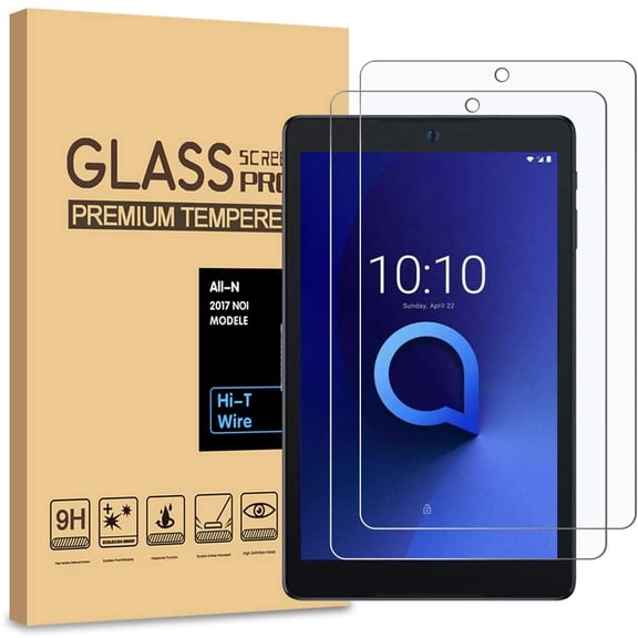 2 Pack EpicGadget Glass Screen Protector for Alcatel Joy Tab/Joy Tab Kids and Alcatel 3T 8'' Inch - Ultra HD Clear Anti Scratch 9H Hardness Tempered Glass Screen Film for Alcatel Joy Tab 8'' 2019