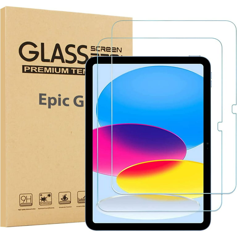 2-Pack EpicGadget Glass Screen Protector for iPad 10th Generation 10.9 Inch  (2022 Released) - Tempered Glass Film / High Definition / 9H Hardness