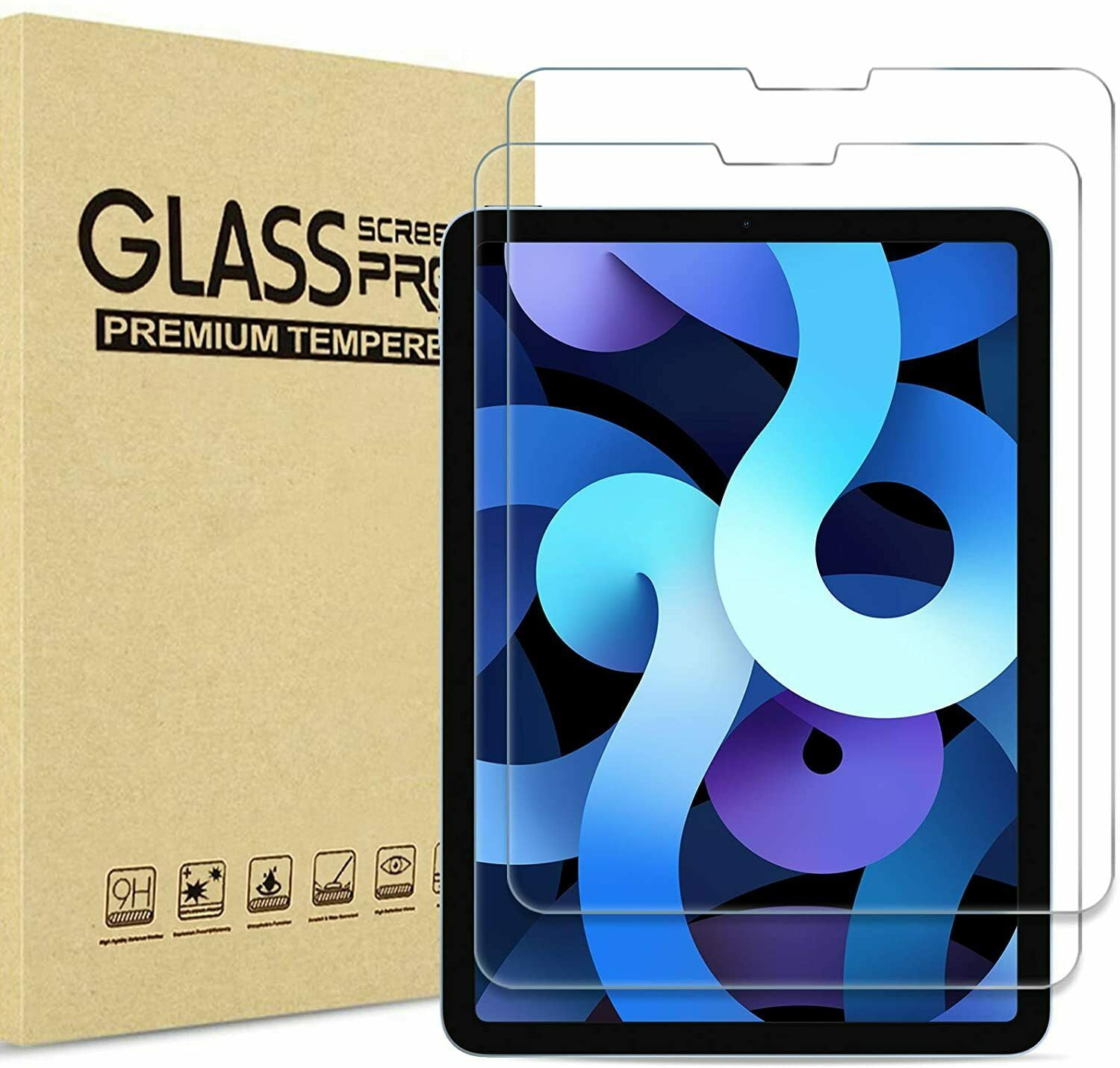 2 Pack EpicGadget iPad Air 5th Generation Screen Protector, Self-Adhere Bubble-Free Scratch Resistant Tempered Glass for Apple iPad Air 10.9-inch (iPad Air 5, iPad Air 2022)