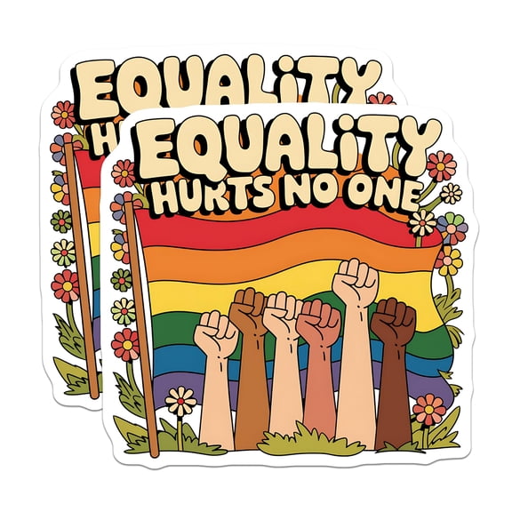 (2 Pack) Equality Hurts No One Magnets - Pride Magnets - Rainbow Flag Magnets - 5" On Longest Side - for Cars, Fridges, Toolboxes - Made in USA - MAG3895
