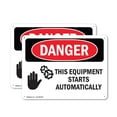 thumbnail image 1 of (2 Pack) This Equipment Starts Automatically OSHA Danger Sign 10 Inch X 7 Inch Indoor / Outdoor Rust-Free Aluminum Metal Signs for Workplace, Workshop, and Construction Site, Made in, 1 of 8