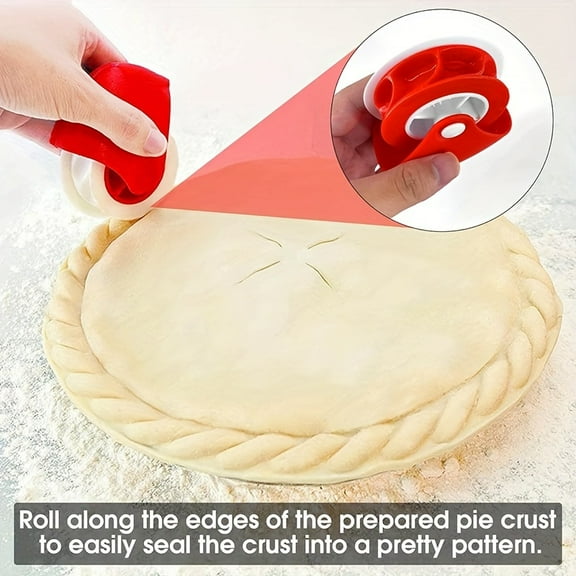 2-Pack Ergonomic Grid Cake Blade Wheels: Even Dough Slicer for Perfect Pie Crusts, Pasta, and Baking & Pastry Tops (Red/White)