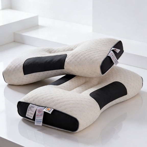 2-Pack Ergonomic Memory Foam Neck Pillow (26.8" x 15.7") - Breathable Cervical Support for Pain Relief, White